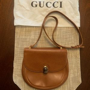 Vintage Gucci brown leather shoulder bag